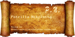 Petrilla Nikoletta névjegykártya